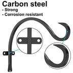 12 Inch Heavy Duty Plant Hanger Wall Hook 6 Pack - Black Iron Hanging Plant Bracket Holds 44 lbs - Rust Resistant Indoor Outdoor Hooks for Bird Feeders Lanterns Wind Chimes Hanging Baskets with Screws - size: 6 Pieces