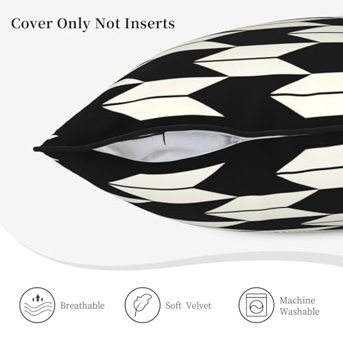 Black and White Modern Abstract Geometry Velvet Throw Pillow Covers 18x18 Inch Neutral Decorative Square Pillowcase Cushion Cover for Bed Sofa Living Room - color: Modern Geometry, size: 18" x 18" (Pack of 1)
