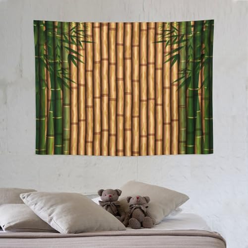 HZOHNAGO Bamboo Tapestry Retro Brown Bamboo Green Leaves Pattern Printed Wall Tapestry Painting Wall Hanging for Bedroom Living Room Dorm 40" W x 30" H - color: Bamboo-3, size: 40"L x 30"W