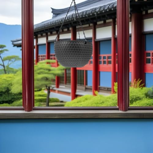 2Pcs Hanging Planter Plastic Honeycomb Rattan Weave Plant Basket for Use Deep Color