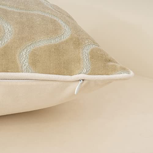 Yangest Beige Throw Pillow Cover Wavy Cushion Cover Modern Zippered Rectangular Pillowcase for Sofa Couch Bedroom Living Room Home, 12x20 Inch - color: Beige, size: 20" x 12" (Pack of 1)