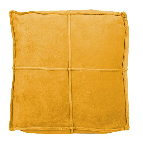 Creative Co-Op Goldenrod Square Cotton Velvet Pouf - color: Goldenrod