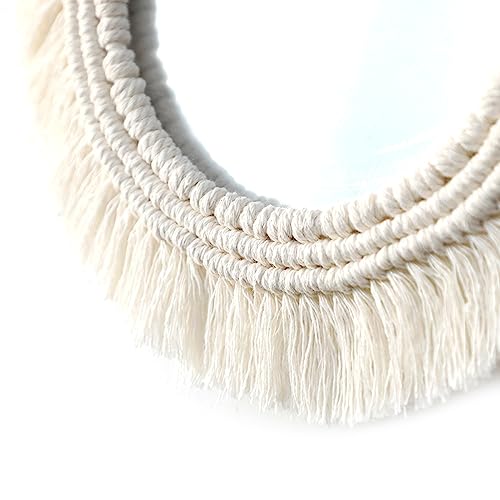Muloo Round Wall Mirror with Fringes Bohemian Tapestry Makeup Mirror Decoration for Apartment Bedroom Baby Nursery Mirror Yellow - color: Yellow