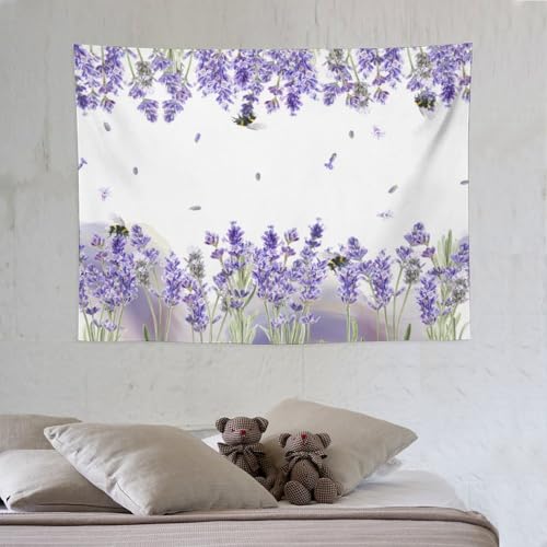 Houselerax Purple Lavender Floral Tapestry,Rustic Spring Flower Wall Hanging for Bedroom Living Room Dorm Decor, 40"x30" - color: Lavender Floral-2, size: W40xL30in