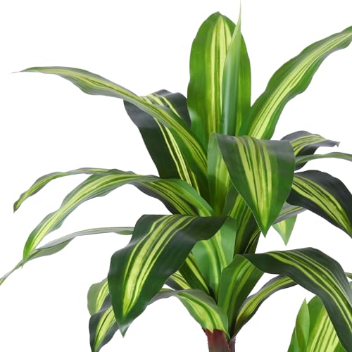 Ferrgoal Artificial Plants, 5 Ft Dracaena Tree Faux Plants Indoor Outdoor Decor Fake Tree with Woven Seagrass Basket Plants for Home Decor Office Living Room Porch Patio Housewarming - size: 5ft