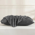 JELLYMONI Pillowcases Standard Size Grey 2 Pack Boho Plaid Bed Pillow Covers 20x26in Polyester Envelope Pillow Shams Tufted Bohemian Textured (Pillows are not Included) - color: 01 - Grey - Grid, size: 26" x 20" (Pack of 2)