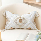 NUYECY Modern Long Lumbar Throw Pillow Cover 12 x 26,Cotton and Linen Tufted Decorative Boho Long Lumbar Pillow Case for Couch Sofa Bed Farmhouse Chair Outdoor,Khaki&Beige&White - size: 26" x 12" (Pack of 1)