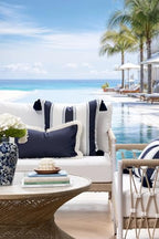 Hofdeco Premium Coastal Hampton Outdoor Performance Lumbar Pillow Cover Only, 12"x20" Water Repellent, UV and Fade Resistant for Backyard, Couch, Poolside, Indigo Blue Woven Solid - color: Indigo Blue Solid 12"x20"