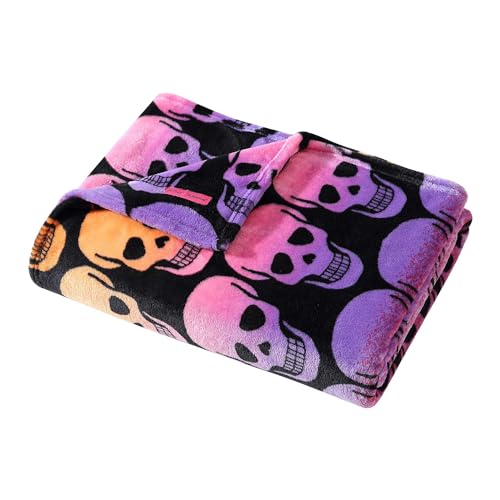 Betsey Johnson - Blanket, Buttery-Soft Throw Blanket for Couch or Bed, Boldly Plush & Oversized Bedding (Skull Ombre Black, 50" x 70") - color: Skull Ombre Black