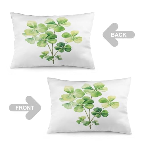 Pillows Cover Watercolor Green Lucky Clover Decorative Lumbar Cushion Cases 16 "x24 Patrick's Day Spring Decorative Pillow for Home Bed Sofa Living Room Decorative - color: Pattern-2, size: 24" x 16" (Pack of 1)