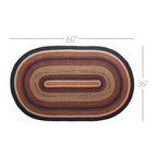 VHC Brands Stratton Primitive Jute Blue Striped Accent Rug Oval Decor w/Floor Pad 36"x60" - size: 36x60