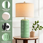 PARTPHONER 23" Farmhouse Modern Ceramic Table Lamp Set of 2 - Sage Green Bedside Lamps for Bedroom & Living Room, Nightstand, Desk, End Table - color: Sage Green