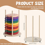 Mobile Floor Cushion Storage Cart for 15 Inch Round Sit Mats, Solid Wood Organizer with Smooth Rolling Casters, Classroom Flexible Seating Tidy Trolley for Daycare Preschool Home