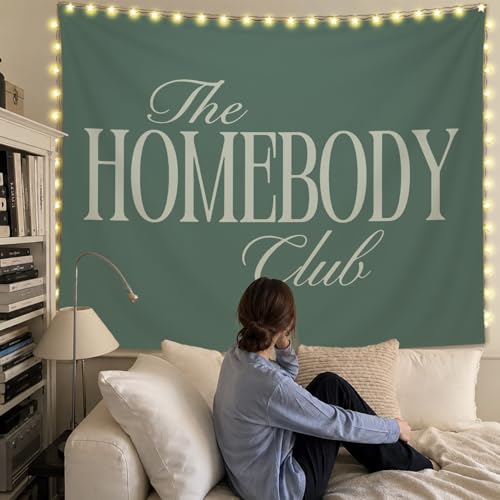 SkyCozy Green the Homebody Club Wall Tapestry, Trendy Retro Modern Minimalist Aesthetic Tapestry for Home Bedroom Living Room Apartment Dorm Wall Decor, 50x60 Inch - color: 04-the Homebody Club Tapestry