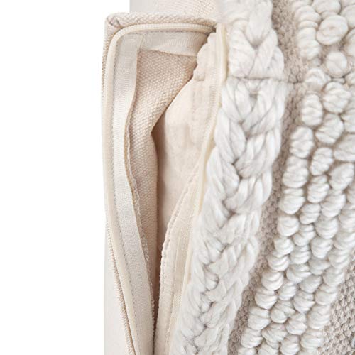 SIMPLIHOME Sommer Square Pouf - 18 inch Wide Upholstered Handloom Woven Cotton Ottoman in Natural, Boho-Style Footstool, Extra Seating or Accent Piece for Living Room or Bedroom, Assembled - color: Natural, style: Cotton Pouf