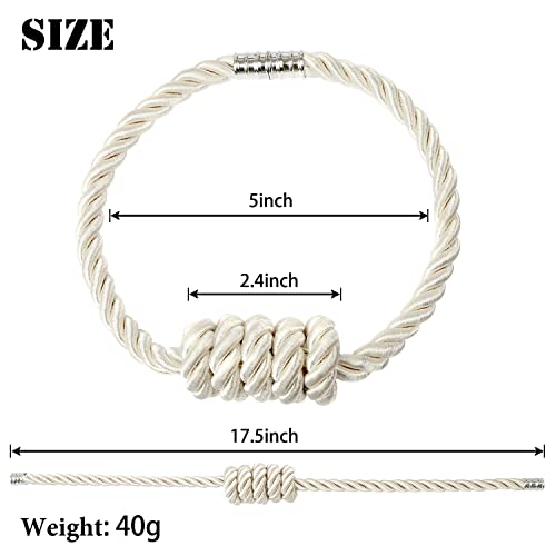 BEL AVENIR Magnetic Curtain Tiebacks, Decorative Drapery Holdbacks Modern Woven Tie-Backs with Exquisite Knot (Beige, 2 Pack) - color: Beige, size: 2 Pack