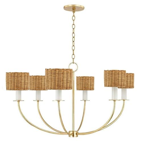 Aspen Creative 50503 Drum Clip-On Chandelier Lamp Shade, Natural Rattan, 5" Top x 5" Bottom x 4" Height - color: Natural - 5"