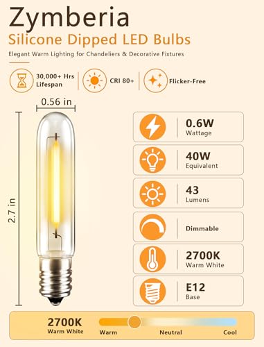 Replacement Bulbs for Outdoor String Lights, 25 Pack T13 LED 0.6W E12 Candelabra Base Bulbs, 2700K Warm White Shatterproof Plastic, Dimmable IP65 for S14 G40 C7 Patio Bistro Lights