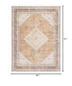 Hauteloom Ferdinand Living Room, Bedroom Machine Washable Area Rug - Farmhouse - Light Brown, Dark Brown, Light Blue - 3'11" x 5'11" - size: 3'11" x 5'11" (Rectangular)