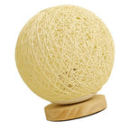 Garosa Rattan Ball Lamp, Dimmable LED Table Lamp with USB Charger, Stylish Wicker Night Light for Bedroom Living Room Wood Base 3W