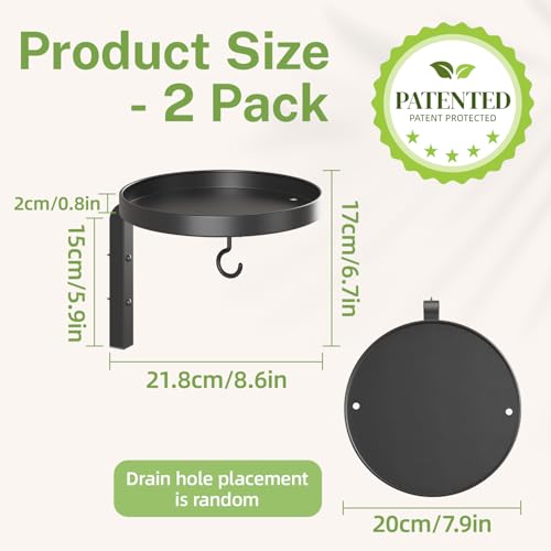 iDavosic.ly Wall Plant Holder Set of 2 for Outdoor with Drain Hole, Metal Hanger with 2 Hooks, Floating Flower Display Stand for Window, Space Saving & Easy to Assemble (Pots/Plants Not Included) - color: Black with Holes(Outdoor Use), size: 2 Pack