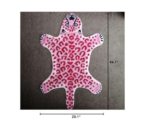 Pink Leopard Print Faux Cowhide Cheetah Fur Skin Carpet Non-Slip Animal Printed Area Rug Throw Rugs Floor Carpet for Door Mat Bedrooms Room Decor (3.3x2.95Ft) - color: Pink Leopard 44.1"l X 29.1" W