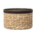 Water Hyacinth Storage Basket with Wooden Lid, 10.2" D x 5.1" H Handwoven Round Organizer for Shelf, Closet & Pantry (Medium) - size: Medium