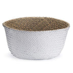 Seagrass Plant Basket with Handles Natural Woven Storage Baskets (White L(9.5" D x 11" H)) - color: White, size: L(9.5" D x 11" H)