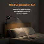 LEPOWER Clip on Light/Reading Lights/Book Light/Desk Lamp Color Changeable/Night Lights Clip on for Desk, Bed Headboard and Computers, Adapter Included (Black) Metal - color: Black