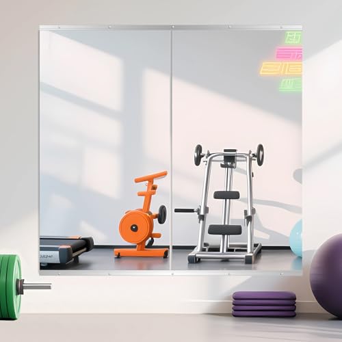 Ruomeng Home Gym Mirror, 55''x30''x2PCS Full Length, Large Frameless Body Mirror Tempered Glass for Gym, Workout, Yoga, Garage, Dance Studio - size: 55"x30"-2pcs