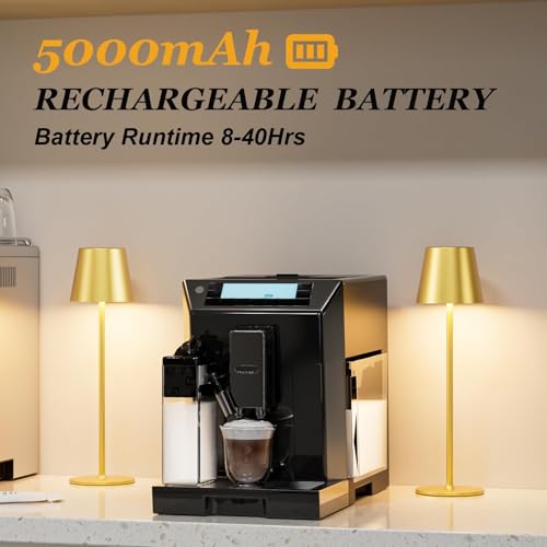 Kakanuo 20" Cordless Table Lamp Rechargeable Gold - 2 Pack 5000mAH Battery Operated Lamp for Counter, 3 Color Stepless Dimming Wireless Lamp for Dining Kitchen, Outdoor Patio, Touch Control - color: Gold 1, size: 2 Pack 20in - Down Light