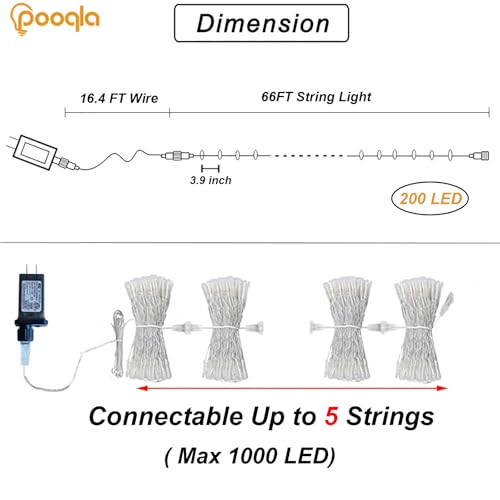 Red and Green Christmas String Lights, 66 ft 200 LED Christmas Lights Plug in, Indoor Outdoor Connectable 8 Modes Twinkle Fairy String Lights for Xmas Tree Wedding Bedroom Party, Clear Wire - color: Red and Green, size: 200LED