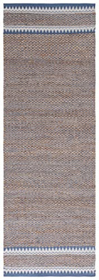 SAFAVIEH Natural Fiber Collection Runner Rug - 2'6" x 8', Natural & Blue, Handmade Farmhouse Boho Coastal Rustic Jute, Ideal for High Traffic Areas in Living Room, Bedroom (NF874M) - color: Natural/Blue, size: 2'6" x 8' (Runner)