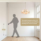 3-Light Hanging Lights with Plug in Cord, 14.3FT Stepless Brightness Flower Shaped Hanging Lamp with On/Off/Dimmable Switch, Boho Handwoven Chandelier Rattan Pendant Light for Bedroom Nursery (Cream）