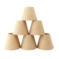 Small Lamp Shade Set of 6 Chandelier Shades 3" X 6" X 5" Burlap Lampshade Clip On Bulb Farmhouse Chandelier Shade - color: Natural