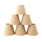 Small Lamp Shade Set of 6 Chandelier Shades 3" X 6" X 5" Burlap Lampshade Clip On Bulb Farmhouse Chandelier Shade - color: Natural