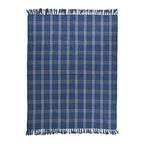 Creative Co-Op Recycled Cotton Blend Throw Blanket with Fringe, Blue Plaid (Pack of 4) - color: Blue, size: One Size (Pack of 4)