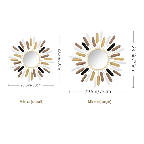 24" Boho Wall Mirror Flower Design,Luxury Decorative Rustic Farmhouse Mirrors for Living Room, Bathroom, Bedroom, and Entryway - color: Brown, size: 23.6“*23.6*