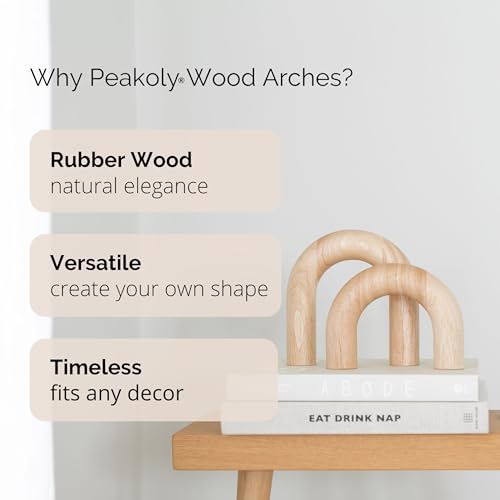 PEAKOLY Wood Arch Decorative Objects - Modern Bookshelf Decor, Coffee Table Sculpture, Floating Shelf Decor Accents, Japandi Home Decorations for Side, Console and Entryway Table - color: Natural