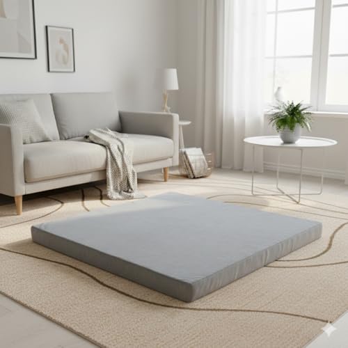 Velvet Zabuton Meditation Mat - Large Floor Pillow for Adults & Yoga Meditation Cushion - High Density Foam Floor Seating with Washable Cover, 31x31 Inch (Gray) - color: Grey