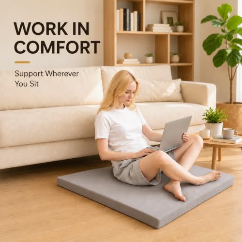 Velvet Zabuton Meditation Mat - Large Floor Pillow for Adults & Yoga Meditation Cushion - High Density Foam Floor Seating with Washable Cover, 31x31 Inch (Gray) - color: Grey
