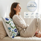 YIcabinet Pack of 2 Throw Pillow Covers, Embroidered Bird Flowers Pattern Throw Pillow Cover,Square Cotton Cushion,Pillow Case for Sofa Bedroom Couch,18"x18" - color: White18
