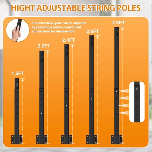 SINLEY 10 Pack Suspension Outdoor String Light Poles for Outside String Lights Hanging,with Clip and Holder,Light Post Mounting Stand for Patio Fence Wall Garden Backyard Deck - style: 10 Pack 2.8Ft