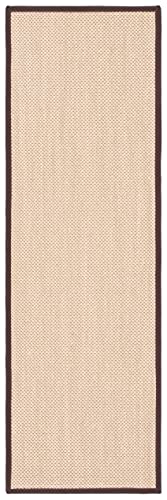SAFAVIEH Natural Fiber Collection Runner Rug - 2'6" x 8', Maize & Brown, Sisal, Woven Design with Border (NF141C) - color: Maize/Brown, size: 2'6" x 8' (Runner)