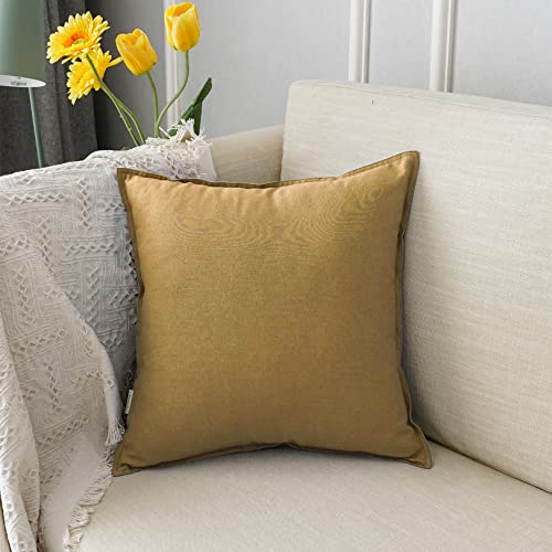 Jeanerlor Solid Cotton Linen Decoration 18"x18" Throw Pillow Cushion Case Special Pillow Cover Delicate Decorative Pillowcase for Couch/Bed/Chair,(45 x 45cm), Earth Yellow - color: Earth Yellow, size: 18" x 18" (Pack of 1)