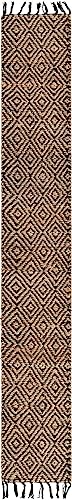 Unique Loom Braided Jute Collection Area Rug - Assam (1' 2" x 8' Table Runner, Black/ Natural) - color: Black/Natural, size: 1'2" x 8' (Rectangular)