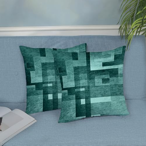 BETGINY Aqua Teal Pillow Covers 20x20, Abstract Art Outdoor Decorative Throw Pillows for Couch, Modern Geometry Decor Cushion Cover 2 Pcs Soft Farmhouse Square Pillowcase for Bed Car Safa - color: Aqua Teal, size: 20" x 20" (Pack of 2)