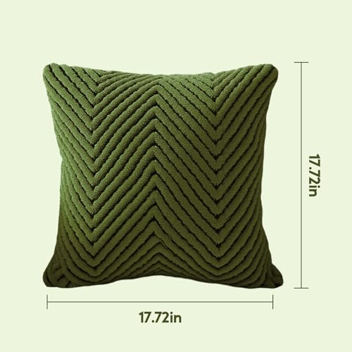 Flannel Pillow Covers Decorative Square Cushion Covers Modern Ripple Pattern Soft Sofa Pillowcases for Living Room - color: Green02