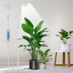 Aumtrly Floor Grow Lights for Indoor Plants, Full Spectrum Plant Light with 68" Stand for Growing Large Tall Plants, White Halo Grow Lamp with 6/12/16H Timer, 3 Light Modes, 5 Dimming - size: 1 head 68inch/white