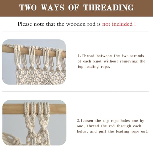 Foreate Macrame Curtains Long Cotton Macrame Wall Hanging Boho Beaded Curtain for Window Doorway Handmade Wedding Backdrop Room Divider, 1 Panel 79" L x 35" W - size: 35.5"W x 79"L (Pack of 1)